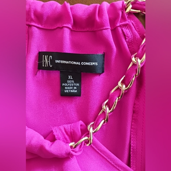 INC International Concepts Fushia Pink Cold Shoulder  Blouse SZ XL - Picture 5 of 6